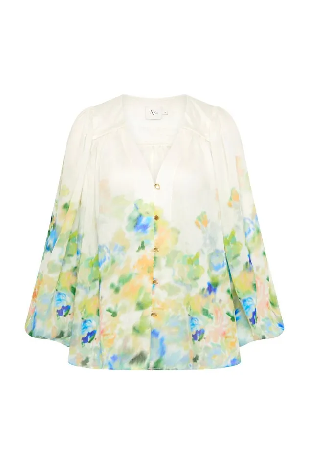 Aje Tops Dreamscape Blouse Floral Haze 8211 Women Aje Tops Dreamscape Blouse Floral Haze 8211 Women