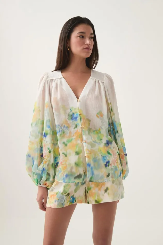 Aje Tops Dreamscape Blouse Floral Haze 8211 Women Aje Tops Dreamscape Blouse Floral Haze 8211 Women