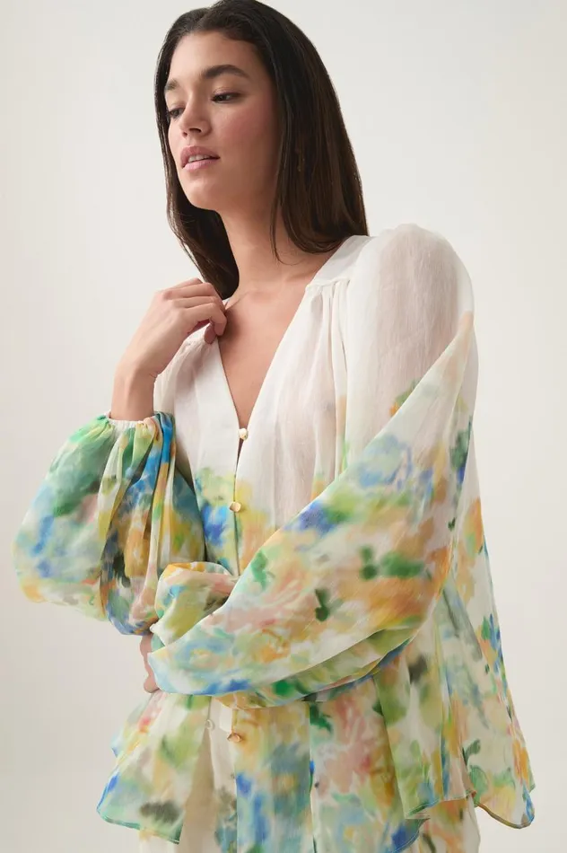 Aje Tops Dreamscape Blouse Floral Haze 8211 Women Aje Tops Dreamscape Blouse Floral Haze 8211 Women