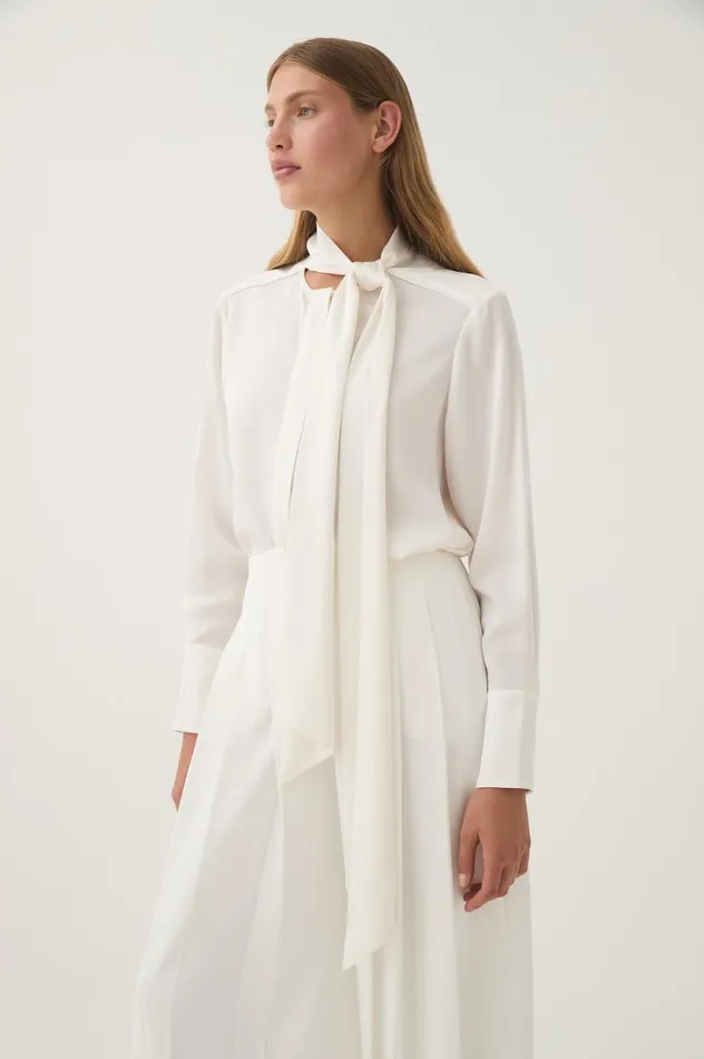 Aje Tops Dura Pussy Bow Blouse Ivory 8211 Women Aje Tops Dura Pussy Bow Blouse Ivory 8211 Women