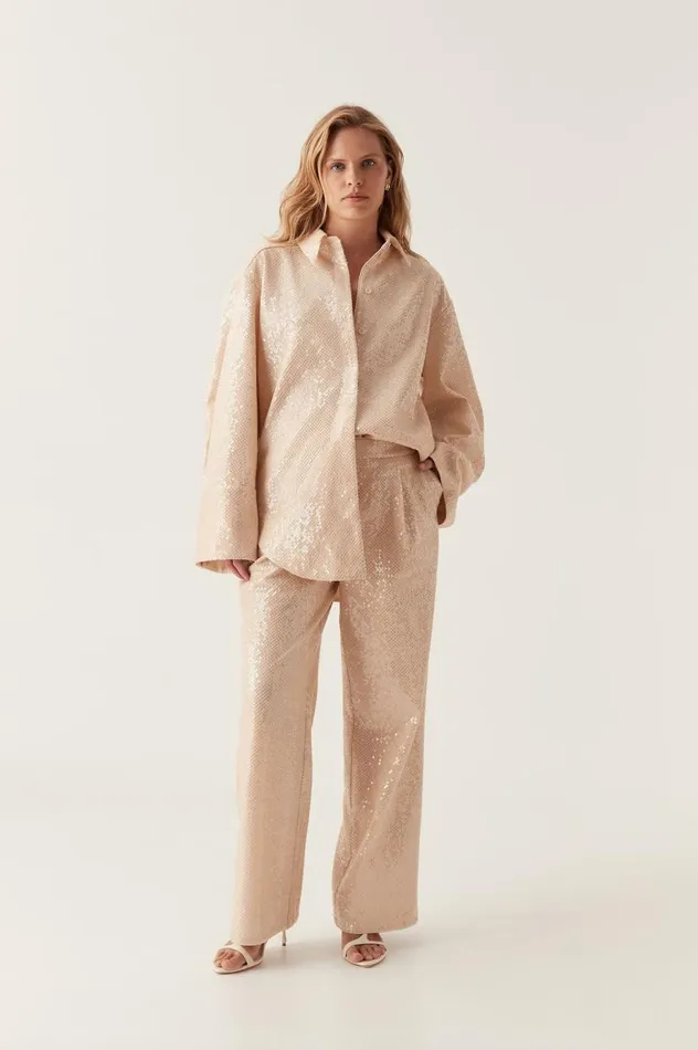Aje Tops Incandescent Oversized Shirt Sand Brown 8211 Women