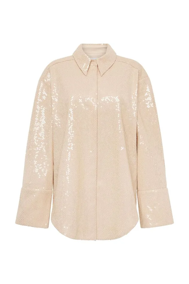 Aje Tops Incandescent Oversized Shirt Sand Brown 8211 Women