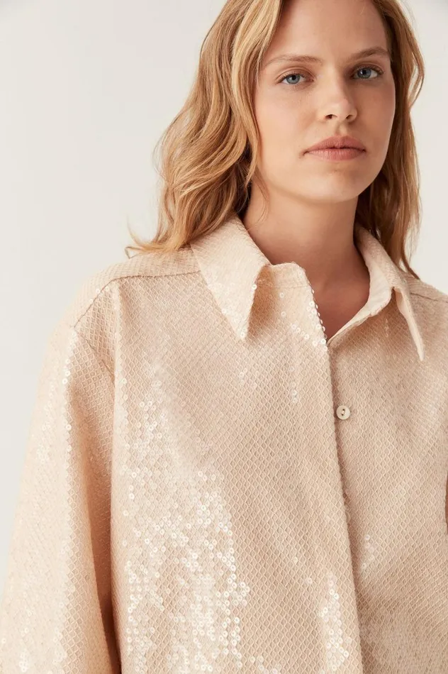 Aje Tops Incandescent Oversized Shirt Sand Brown 8211 Women