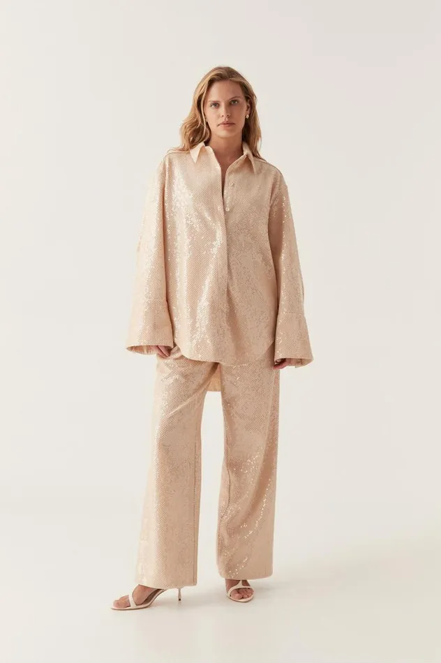 Aje Tops Incandescent Oversized Shirt Sand Brown 8211 Women