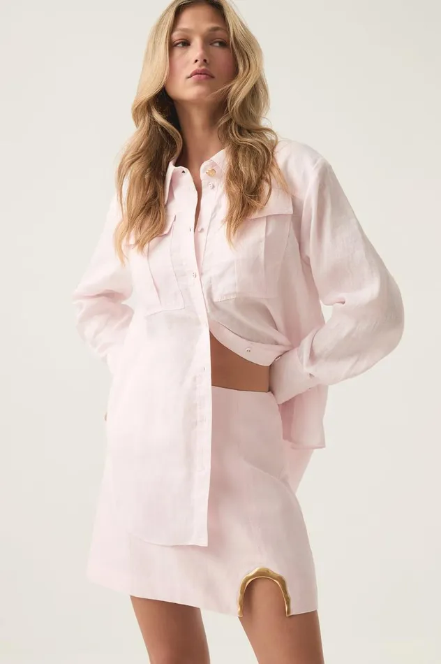 Aje Tops Neoma Pocketed Shirt Pastel Pink 8211 Women