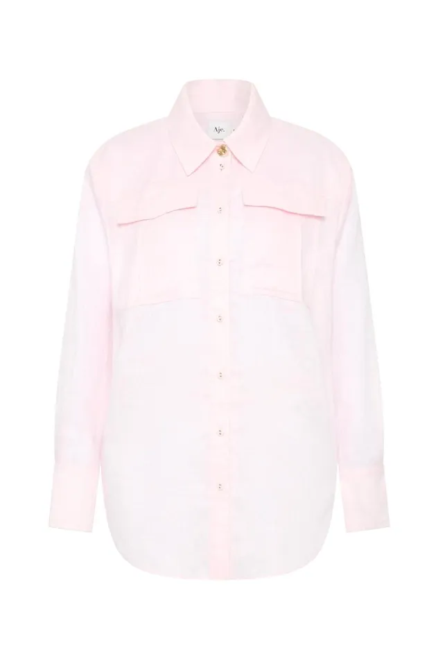 Aje Tops Neoma Pocketed Shirt Pastel Pink 8211 Women Aje Tops Neoma Pocketed Shirt Pastel Pink 8211 Women