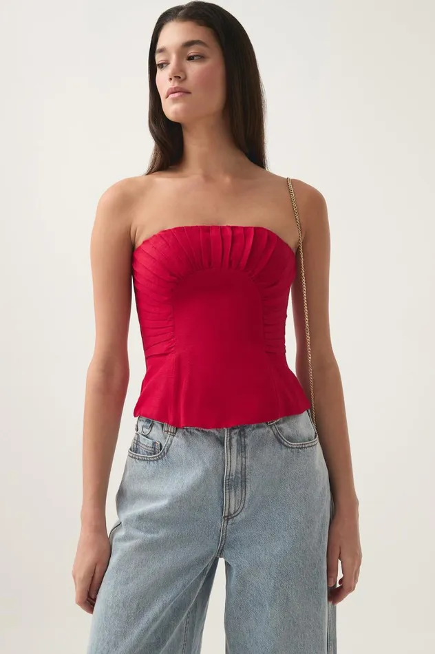 Aje Tops Otta Bustier Scarlet Red 8211 Women