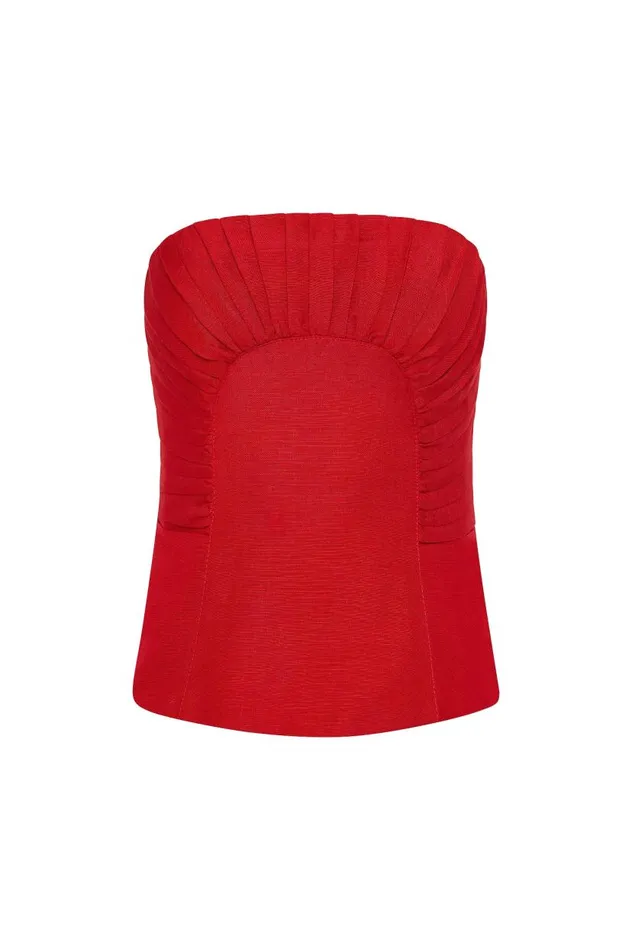 Aje Tops Otta Bustier Scarlet Red 8211 Women