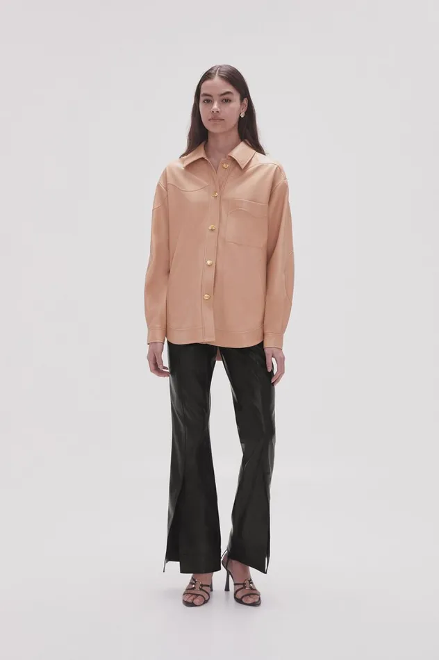 Aje Tops Priscilla Scalloped Shacket Sand Beige 8211 Women