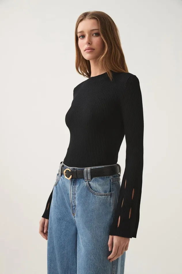 Aje Tops Resolution Knit Top Black 8211 Women