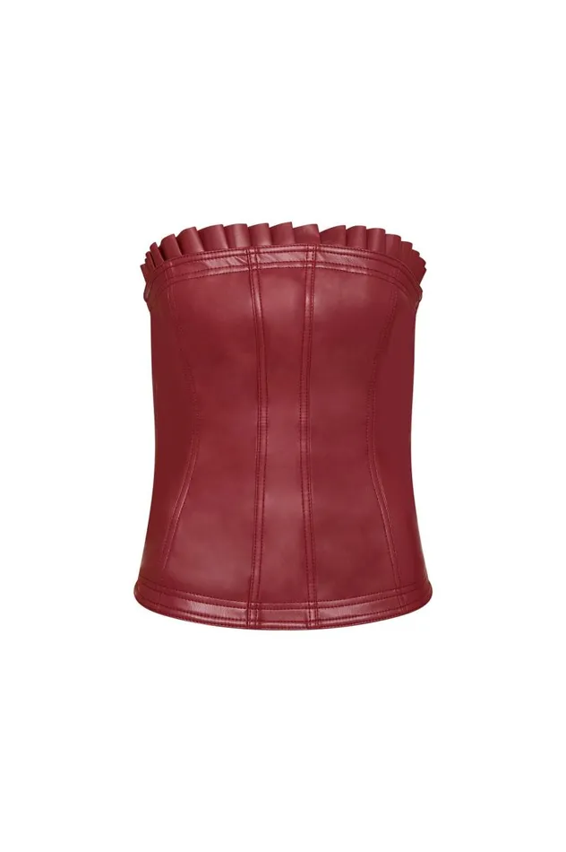Aje Tops Stanhope Vegan Leather Top Mahogany Red 8211 Women Aje Tops Stanhope Vegan Leather Top Mahogany Red 8211 Women