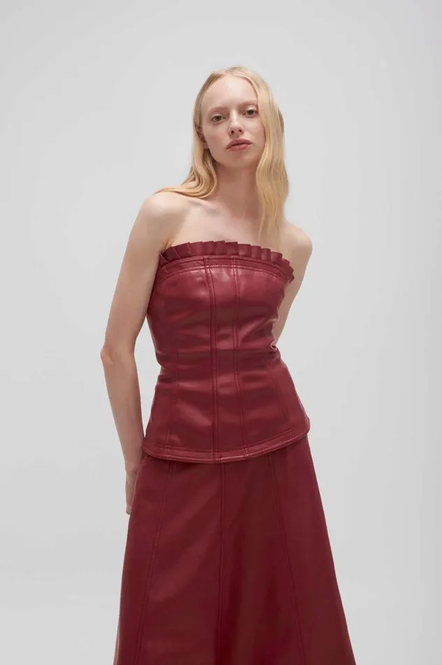 Aje Tops Stanhope Vegan Leather Top Mahogany Red 8211 Women Aje Tops Stanhope Vegan Leather Top Mahogany Red 8211 Women