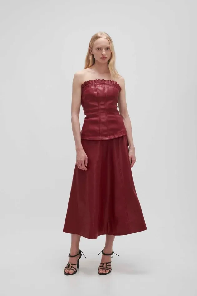 Aje Tops Stanhope Vegan Leather Top Mahogany Red 8211 Women Aje Tops Stanhope Vegan Leather Top Mahogany Red 8211 Women