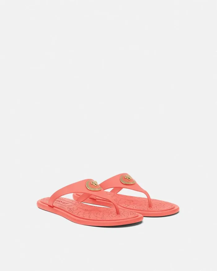 Alia Flat Rubber Sandals Coral Women Versace Sandals