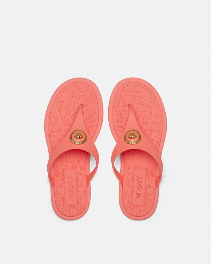 Alia Flat Rubber Sandals Coral Women Versace Sandals
