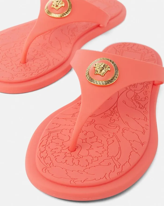 Alia Flat Rubber Sandals Coral Women Versace Sandals