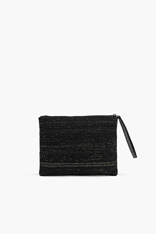 America and Beyond Clutches Women Black Bee Wristlets HandWoven Jacquard Design