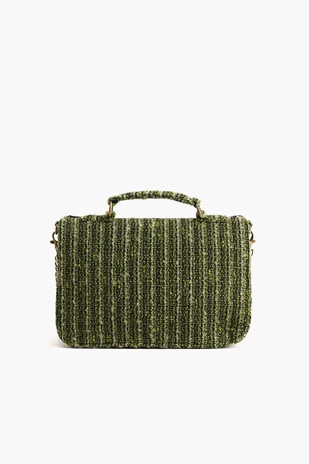 America and Beyond Clutches Women Hand Held beaded Clutch with Adjustable Chain Strap Green