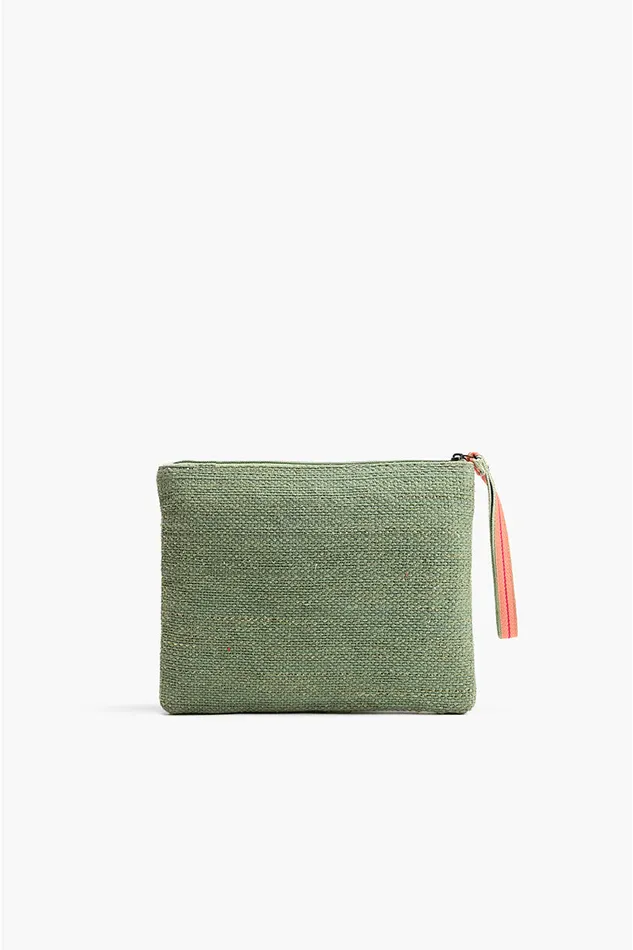 America and Beyond Clutches Women Olive Green Bee Wristlets HandWoven Jacquard Design