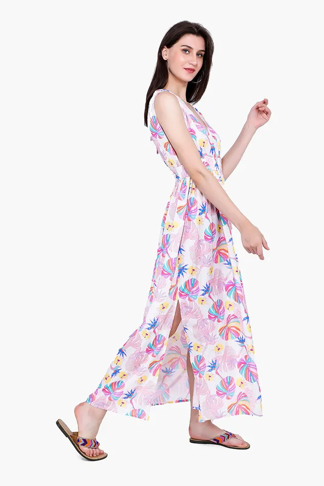 America and Beyond Dresses Women Palm Florals Maxi Dress America and Beyond Dresses Women Palm Florals Maxi Dress