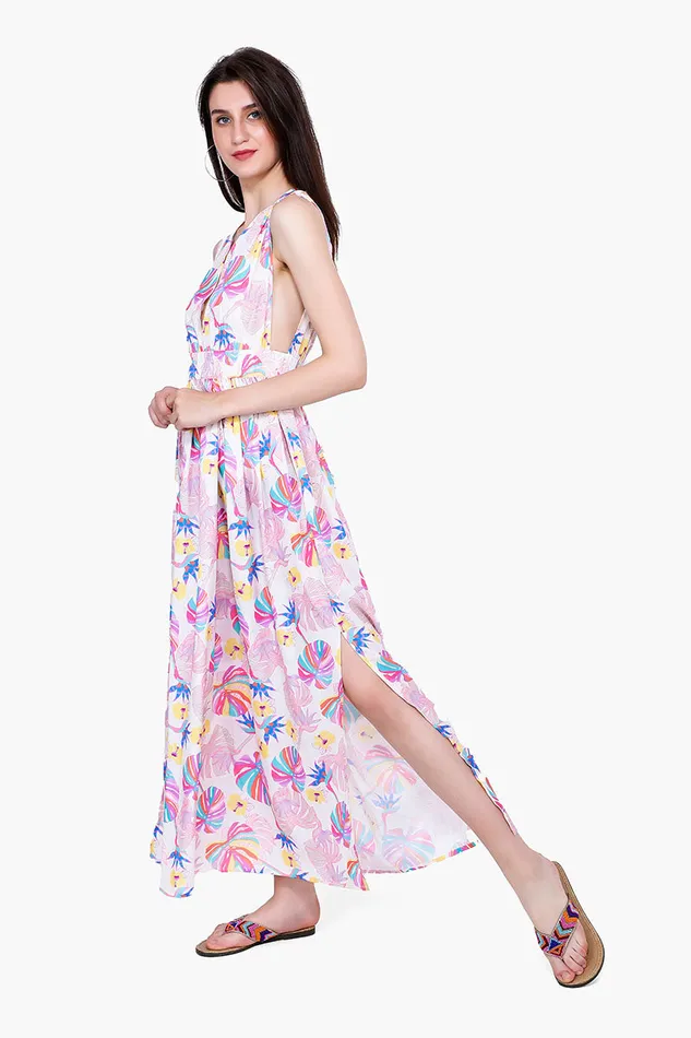 America and Beyond Dresses Women Palm Florals Maxi Dress America and Beyond Dresses Women Palm Florals Maxi Dress