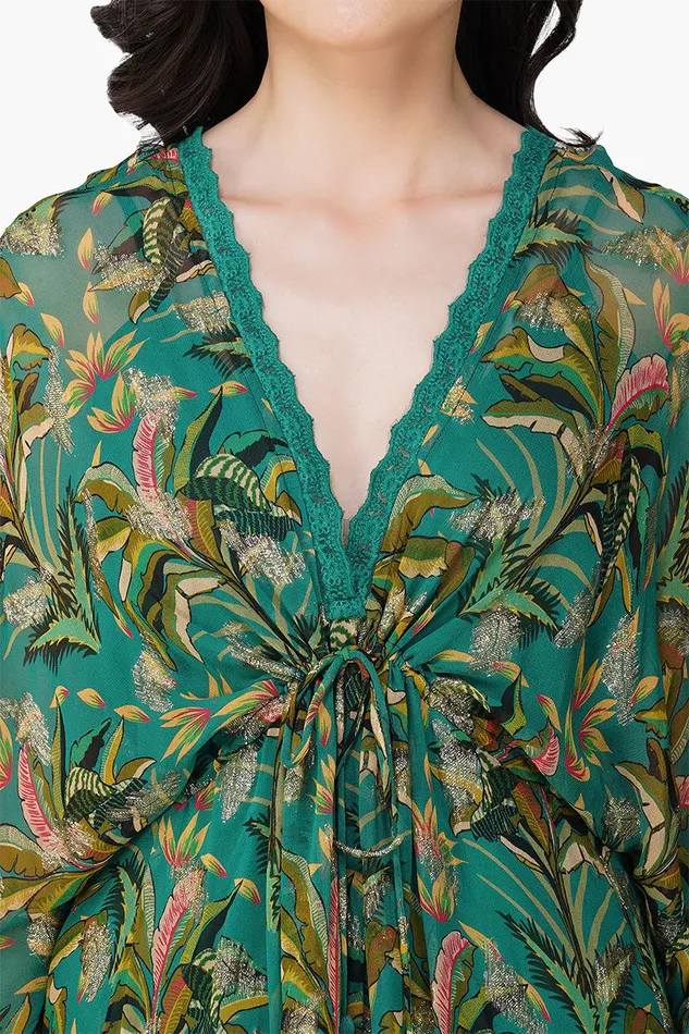America and Beyond Dresses Women Tropical Ash Leaf Printed Maxi Dress