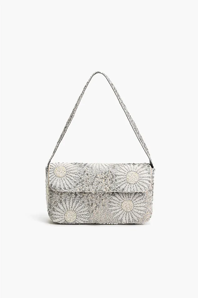 America and Beyond Ivory Petal Frostwork Shoulder Bag Women Shoulder Bags
