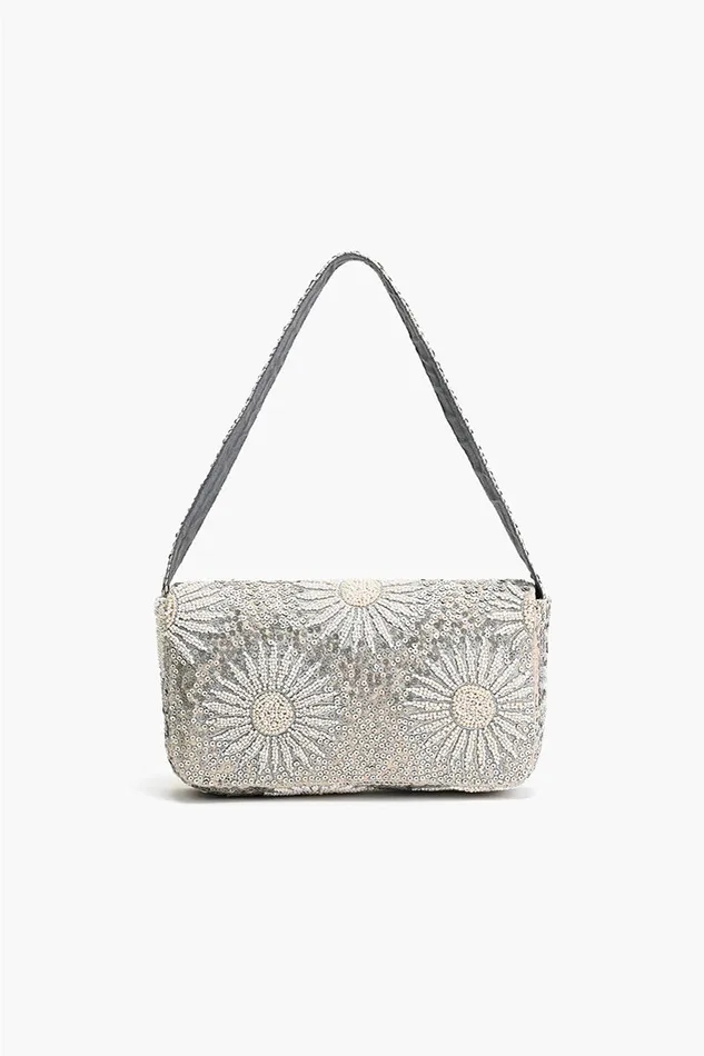 America and Beyond Ivory Petal Frostwork Shoulder Bag Women Shoulder Bags