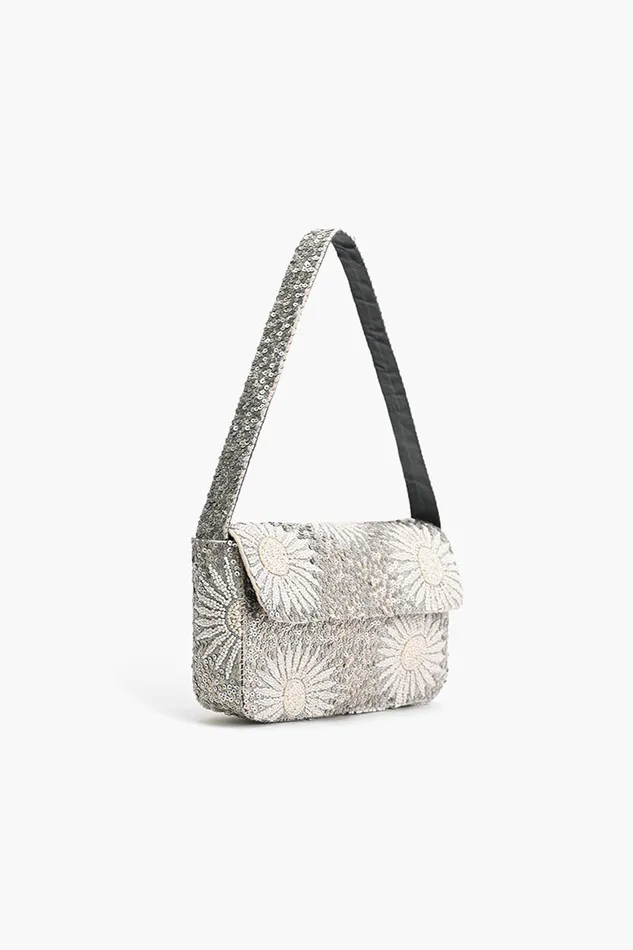 America and Beyond Ivory Petal Frostwork Shoulder Bag Women Shoulder Bags