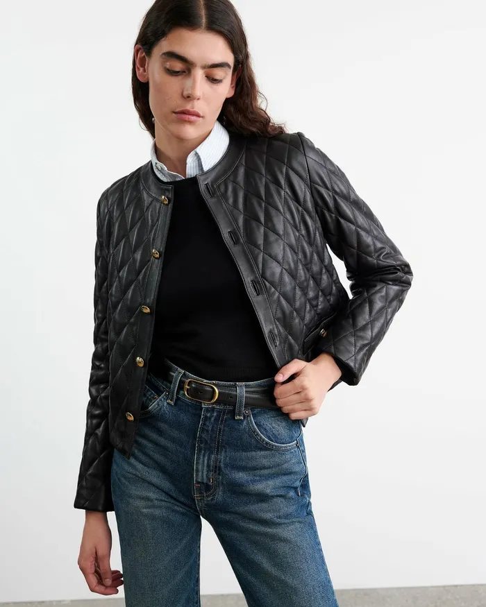 AMY LEATHER JACKET Black Women Nili Lotan Jackets and Blazers
