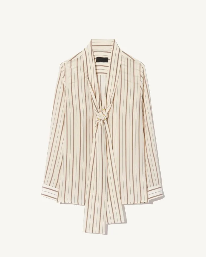 ANGELIQUE SILK BLOUSE Brandy Stripes Women Nili Lotan Tops