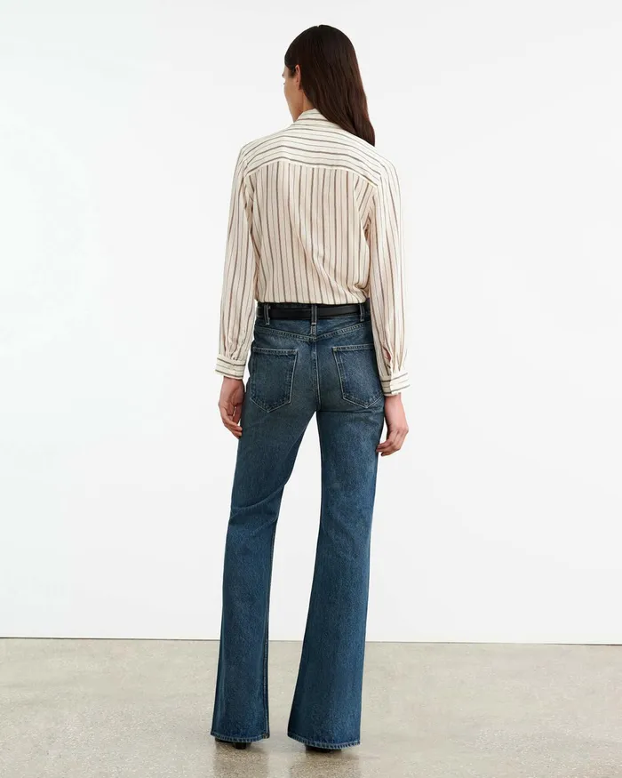 ANGELIQUE SILK BLOUSE Brandy Stripes Women Nili Lotan Tops