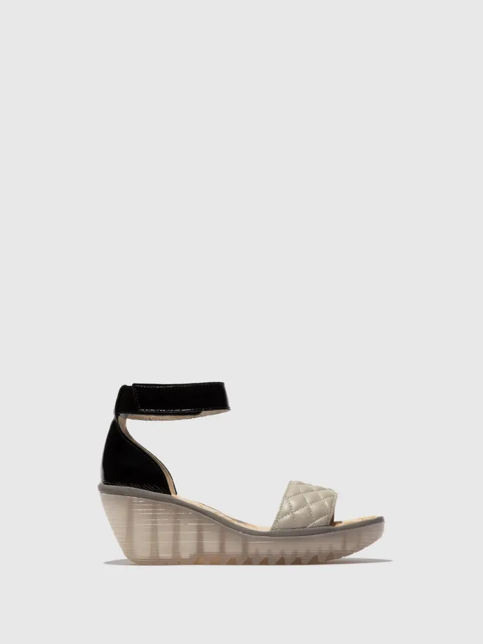Ankle Strap Sandals YARU471FLY SILVERBLACK Women Fly London Sandals
