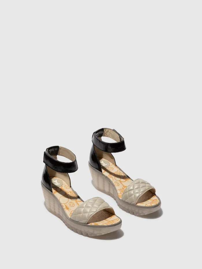 Ankle Strap Sandals YARU471FLY SILVERBLACK Women Fly London Sandals