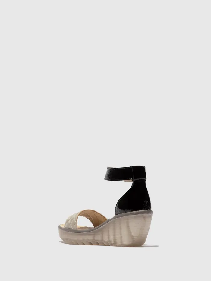 Ankle Strap Sandals YARU471FLY SILVERBLACK Women Fly London Sandals