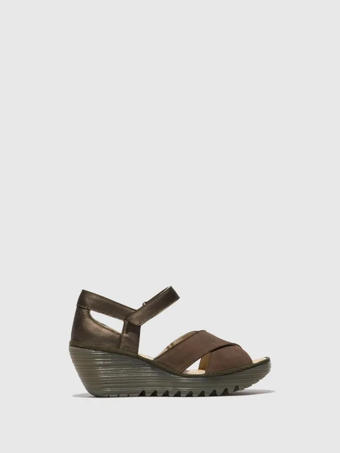 Ankle Strap Sandals YENT365FLY PEWTER Women Fly London Sandals