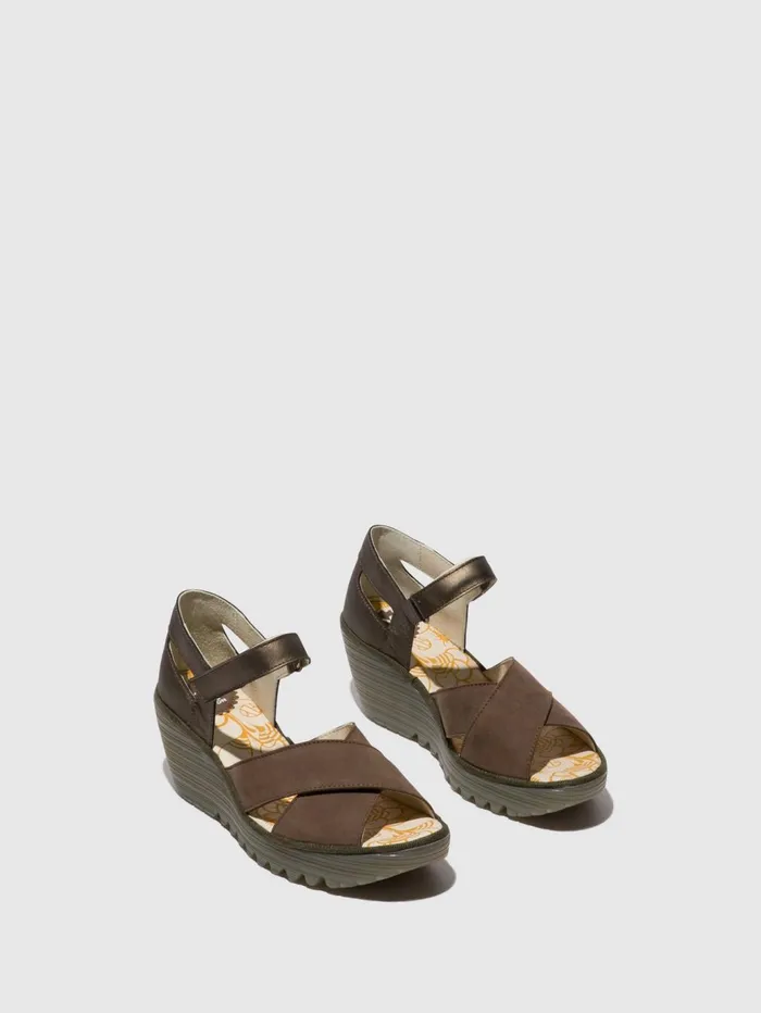 Ankle Strap Sandals YENT365FLY PEWTER Women Fly London Sandals