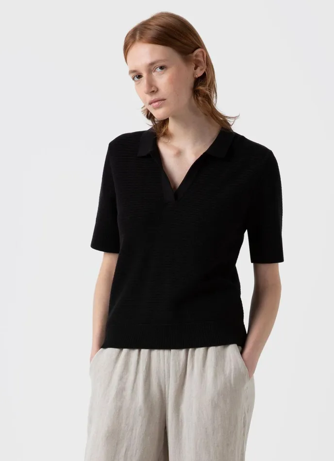 Archive Knit Polo Black Women SUNSPEL Tshirts and Tops