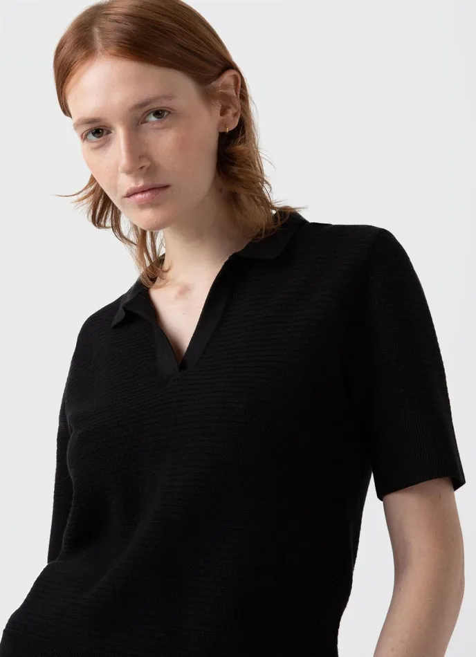 Archive Knit Polo Black Women SUNSPEL Tshirts and Tops