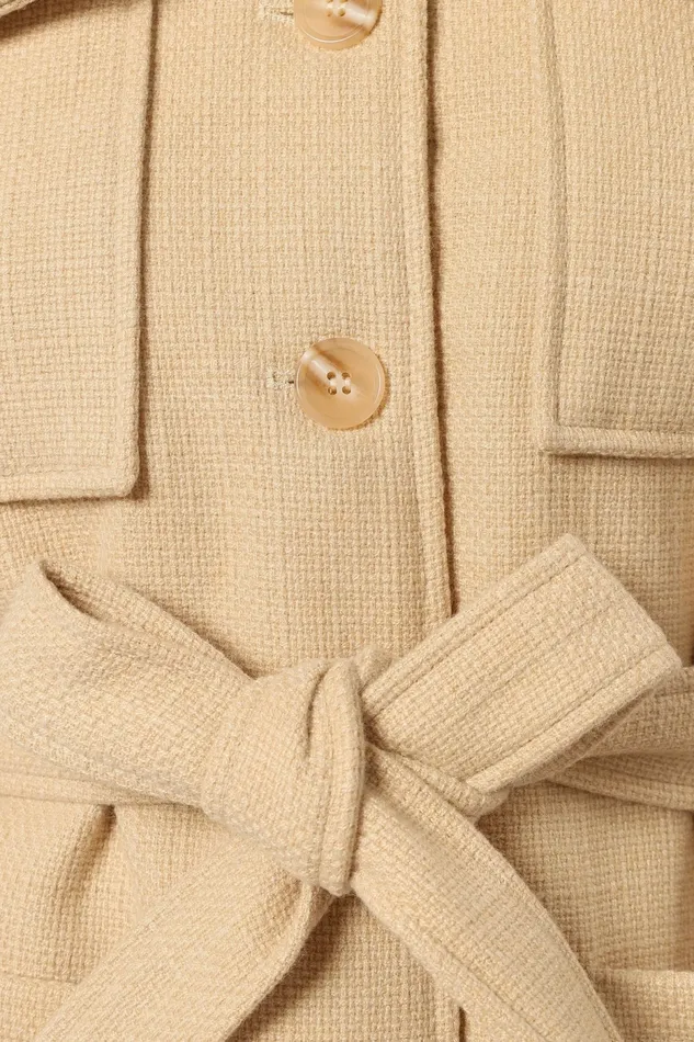 Arlow Tie Front Shacket Cream Jackets and Coats Petal and Pup Women