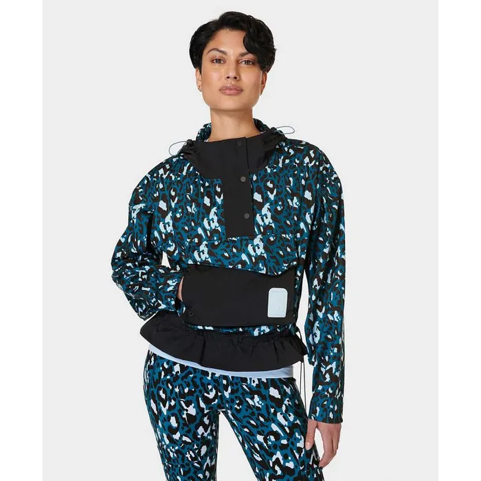 Ascend Whisper Anorak X Sweaty Betty Blue Brushstroke Leopardblack Women Merrell Outerwear