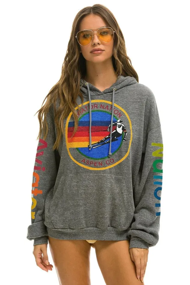 Aspen Relaxed Pullover Hoodie 8211 Heather Grey WomenMen Aviator Nation Hoodies Aspen Relaxed Pullover Hoodie 8211 Heather Grey WomenMen Aviator Nation Hoodies