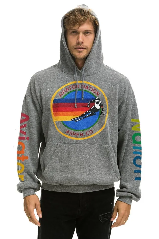 Aspen Relaxed Pullover Hoodie 8211 Heather Grey WomenMen Aviator Nation Hoodies