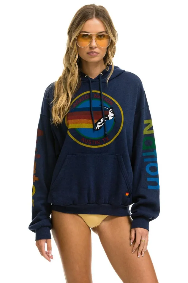 Austin Relaxed Pullover Hoodie 8211 Navy WomenMen Aviator Nation Hoodies