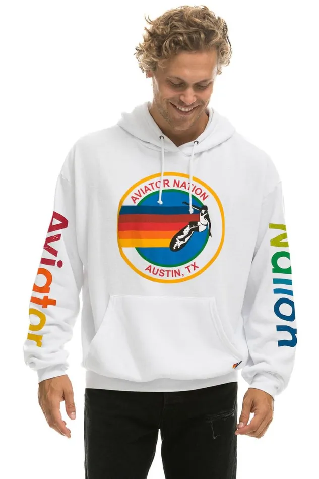 Austin Relaxed Pullover Hoodie 8211 White WomenMen Aviator Nation Hoodies