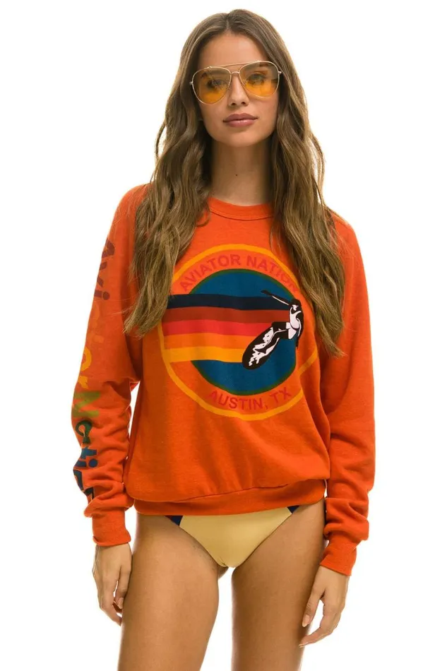 Austin Sweatshirt 8211 Orange WomenMen Aviator Nation Sweatshirts