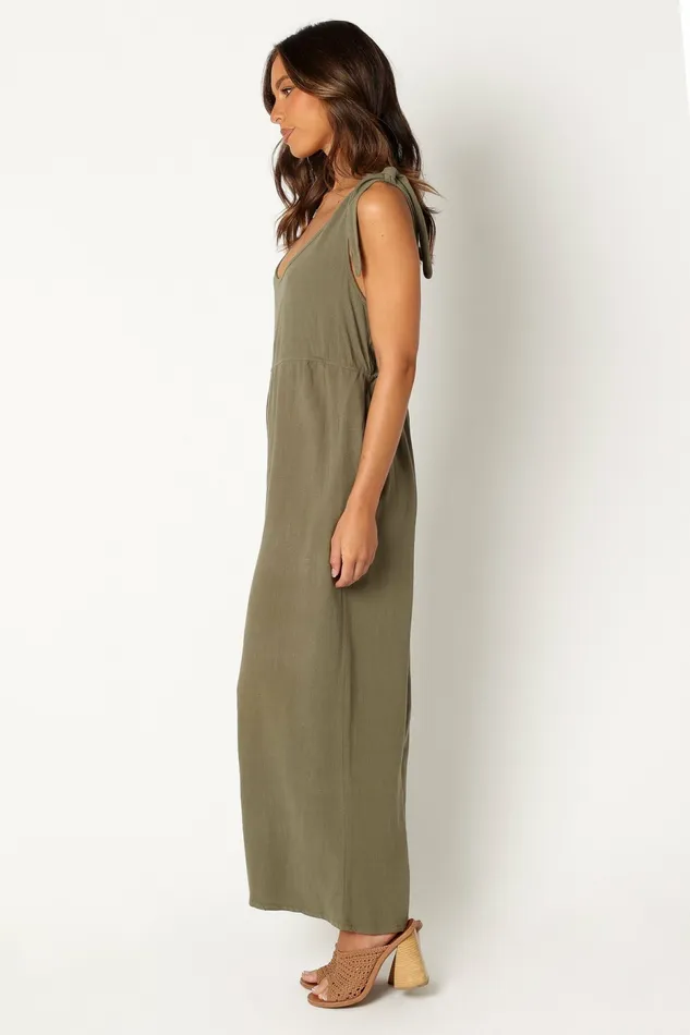 Ayla Linen Jumpsuit Olive Women Jumpsuits and Rompers Petal and Pup