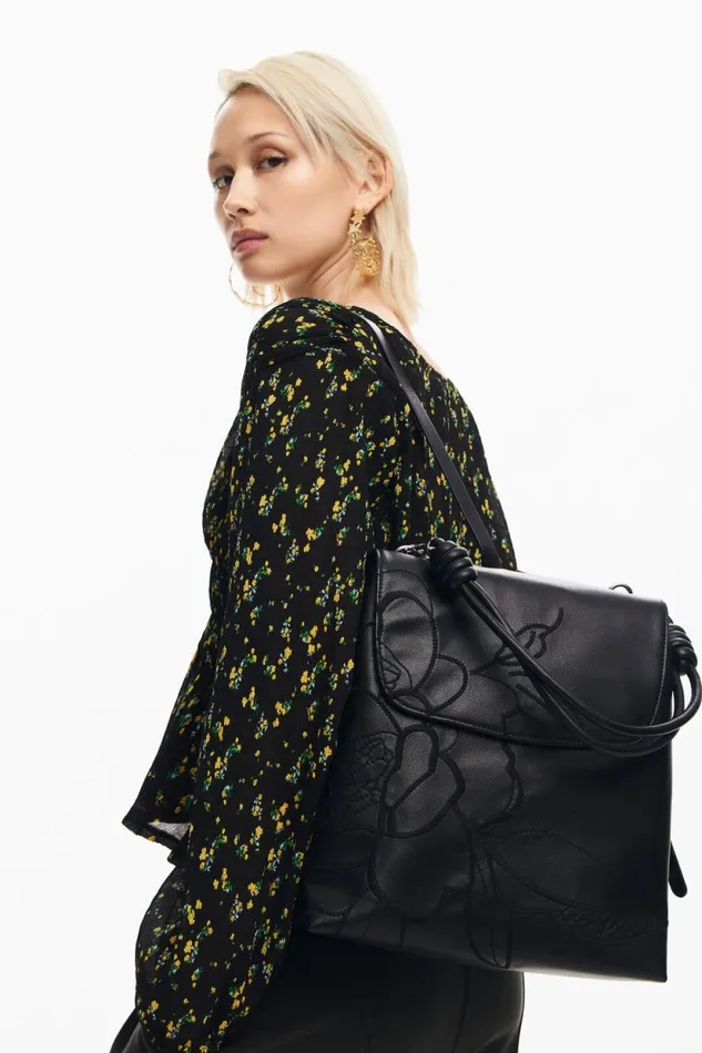 Backpacks Women Desigual Mini Botanical Multiposition Backpack Black