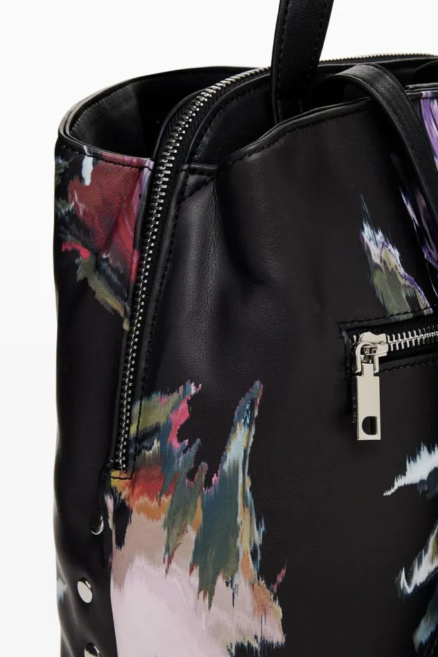 Backpacks Women Desigual Mini Faux Leather Backpack Black