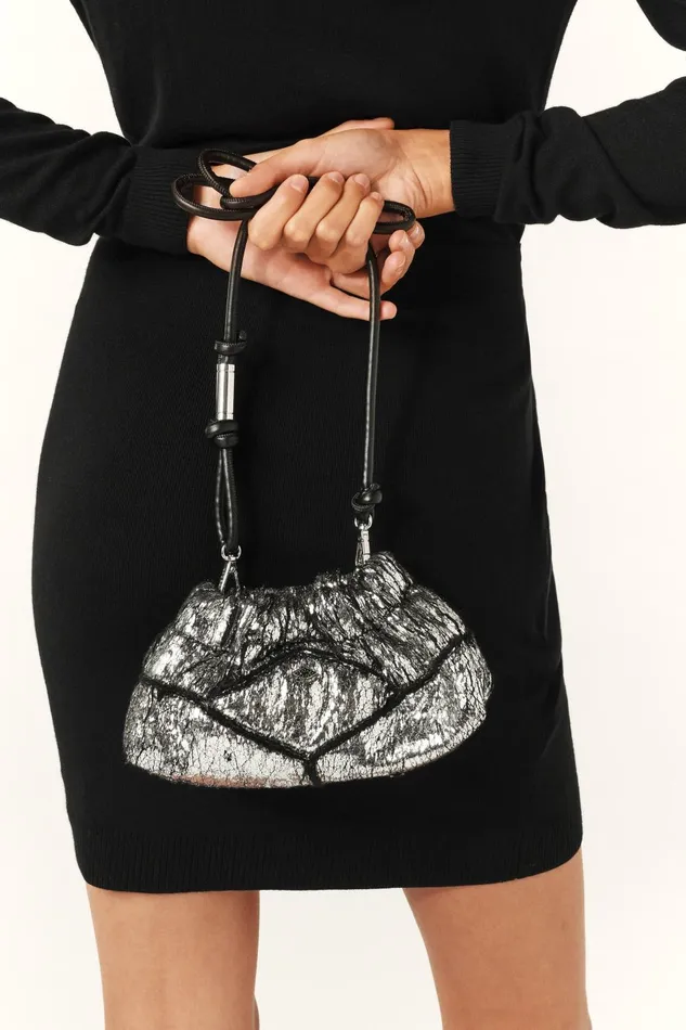 Bag With Crinkled Details June Gray Women Baandsh Bags